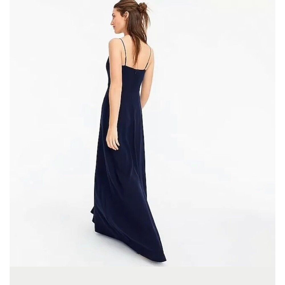 J. Crew Petite Drapey Spaghetti Strap Dress W Side Slit Sz 6 Petite Navy Blue - Picture 6 of 8